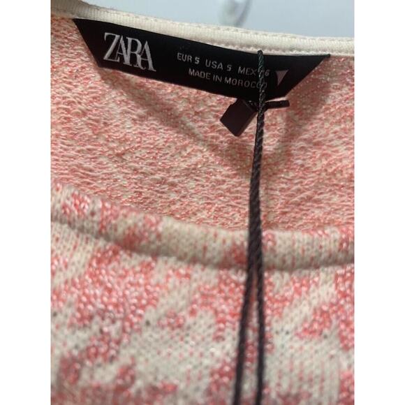 Houndstooth Pink & Cream Sleeveless Crop Top With Side Ties By Zara - Picture 4 of 4
